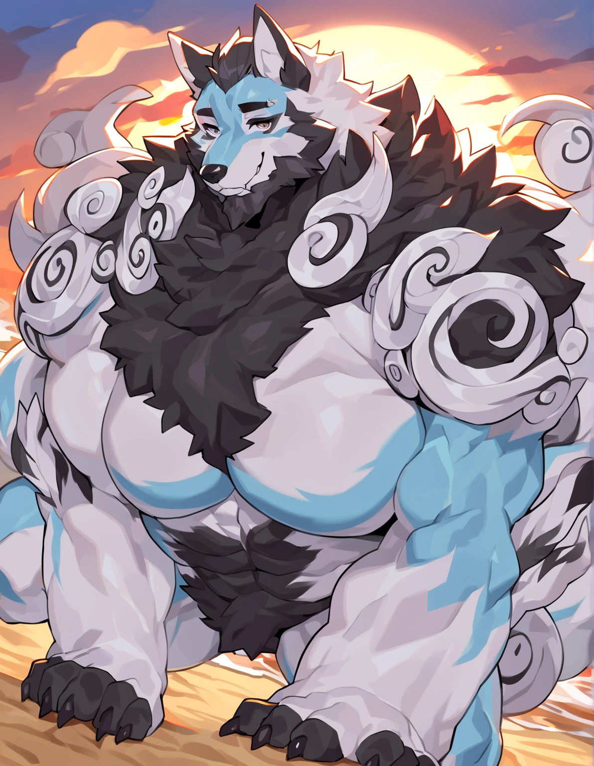 (black skin oriental dragon),(Black and White Yin Yang Shogun Naked Breasts Kimono),Strong stance,stand calmly,(The background is a city covered in ice and snow:1.2),abdomen ,heroic posture valiant,perfect masterpiece,Various facial details,distance perspective,specific description,masterpiece,CG,(golden eyes),black and white pattern,dark purple tail,General,heroic posture,dragon,black and white fur,specific facial details,Half body,(Chang Ling),((middle aged)),(Face focus),(16K),HD,black and white belly,temple,beard,(Noodles),different students,(Black and white yin and yang nude kimono),(black and white hair),Strong,muscle,(High resolution:1.3),(Standing in front of the snow-covered city),(close up),(Detailed face:1.5),Perfect details,(Half body),(Detailed depiction of face:1.5),(Zoom in on face:1.5),(White Noodles:1.2),(black beard:1.3),(white face;1.6),white body,Dense chest hair,dense abdomen hair,naked abdomen,Naked breasts,Fat body