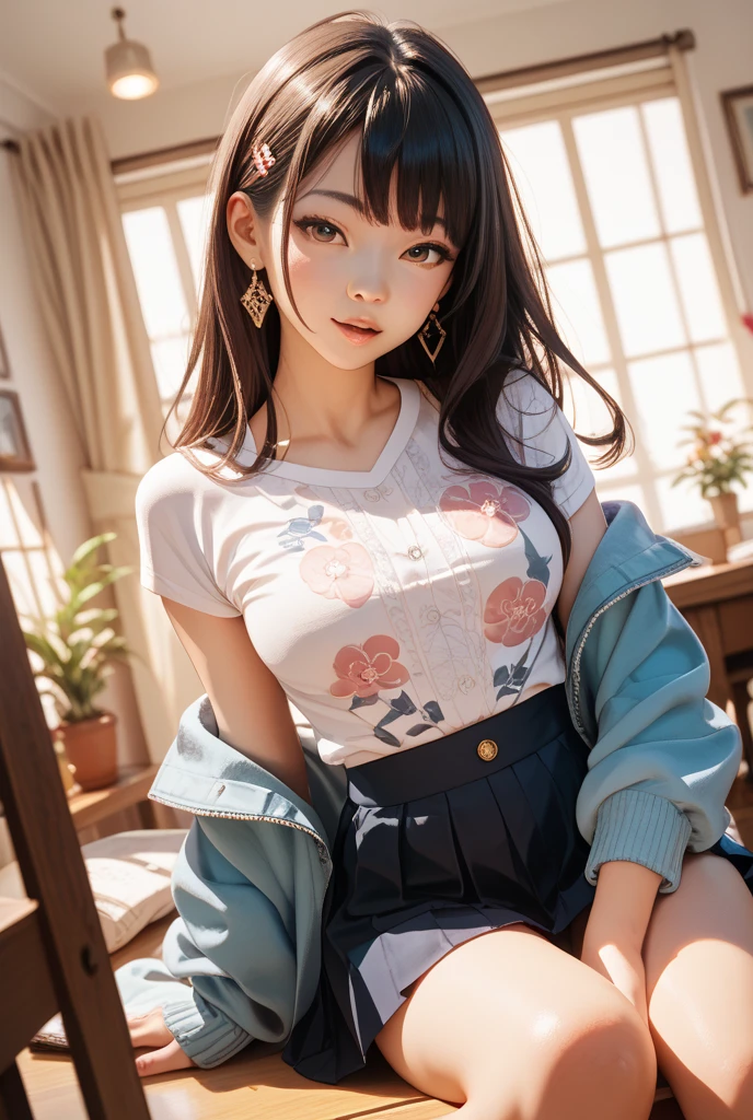 (super flat, flat shading, flat color), masterpiece, highest quality, ikea bag booklet ad, 1 girl, , article, , , (panties), sitting, take a pose, watercolor