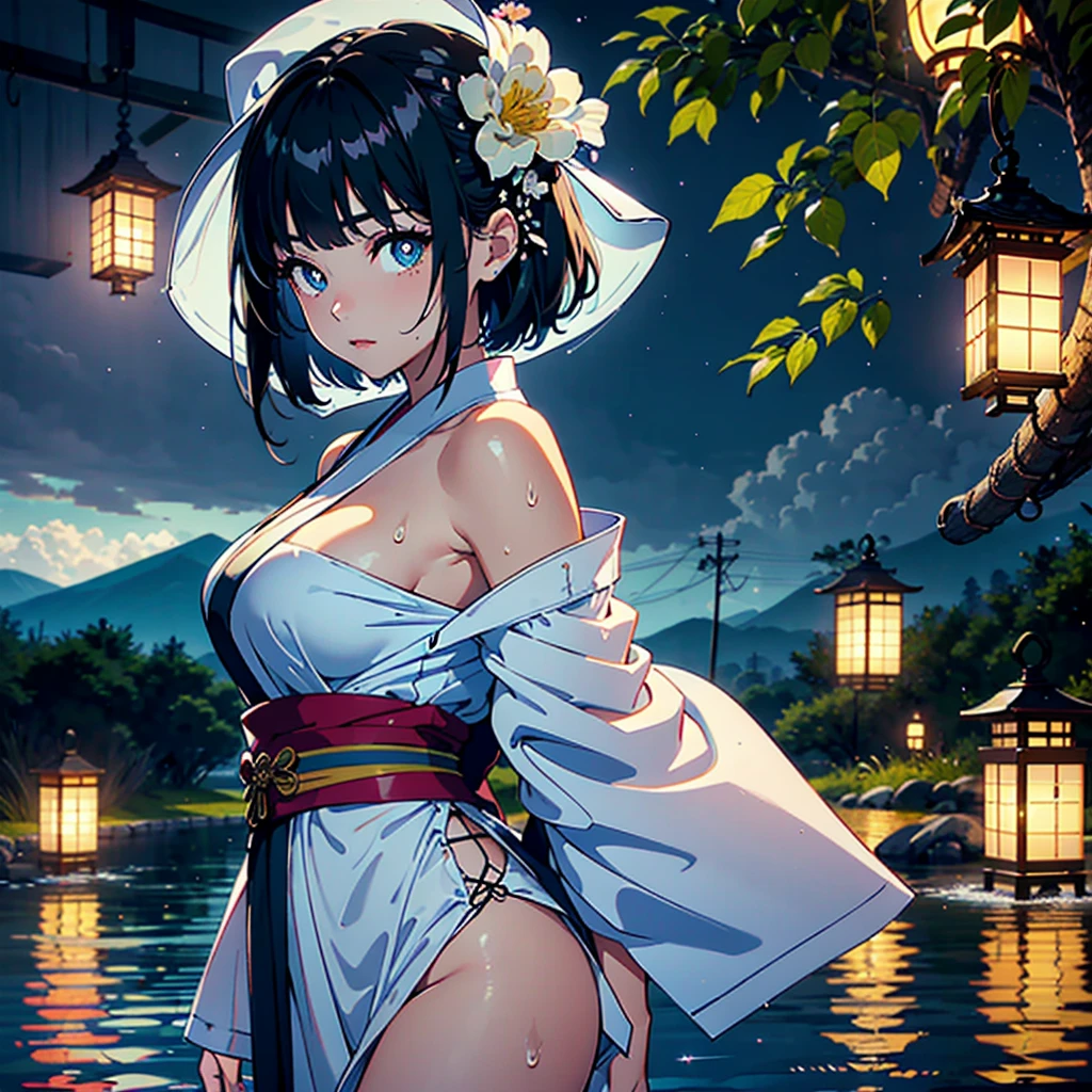 ((panty shot)),((lifting skirt)),((white beautiful panties focus)),Vulgar,low angle,from below, cleavage,(( looking back at the viewer)),
(looking back at the viewer),full body,low angle,from below,♥(japanese flower printed yukata),(bathing in the spa), ((1girl,cute,young,Semi long beautiful black hair,blunt bangs,beautiful green eyes)),(solo),((masterpiece, highest resolution,best quality)), ((realistic:1.5,Beautiful girl RAW photo)), (bathing in the spa),(japanese flower printed yukata), innocent smile,cinematic lighting,beautiful outside open spa, rocks,natural beauty,full moon,night sky