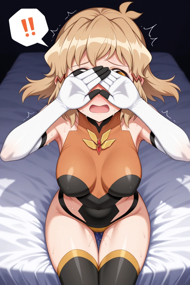 ((Highest quality)), ((masterpiece)), (detailed), (Perfect Face)、The woman is Tiare, with green eyes, medium-long blonde hair, and is wearing a Darth Vader costume.、The woman is pushed down by Darth Vader and raped and impregnated