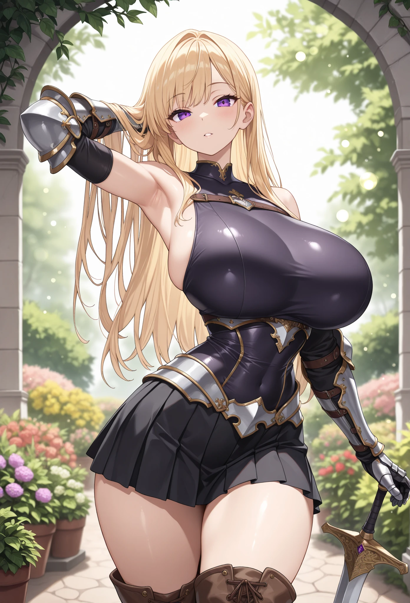 (8k, Highest quality, masterpiece:1.2),\(Eye details\),\(Facial Features\),(\(Garment Details\)\),whole body,,(Face Focus) ,Very detailed CG ユニティ 8k 壁紙, Large file size, Very detailed, High resolution, Absurd, Beautiful Eyes, Ray Tracing, Dramatic Shadows, On all fours, Rear View, Remember, Finer details ,Elevation, Hyper Detail,(1:1.3),(alone),Mature Woman, , maternal,(blonde:1.2), Twin tail hairstyle, Air Van, Tall body, Silk Armor,(breastplate:1.3),Pegasus Knight, Huge breasts, Puffy nipples:1.4, Large Breasts, Saggy breasts, Tight waist,(Hands on hips:1.2),Serious expression, Observe the audience,skirt lift,