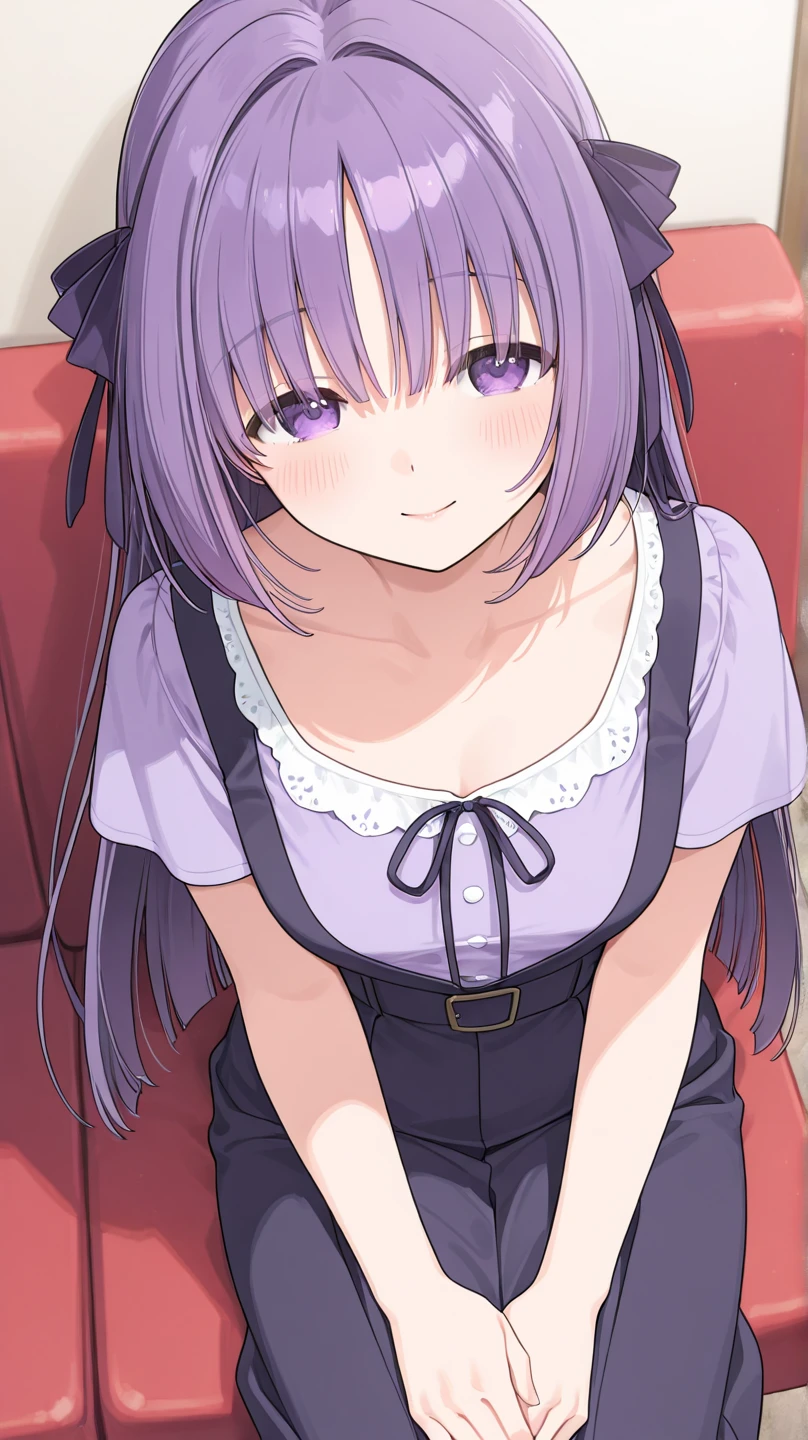 Super detailed, High resolution,[8k images:1.15],garden、全体的にlong hair、1 girl, smile, Suzukaze Aoba, long hair, brown hair、bright eyes、open-chested clothes、big breasts、gothic ta clothes、Cute skirt、skirt, white skirt、absolute reference to center、leaning forward、closed mouth、smile