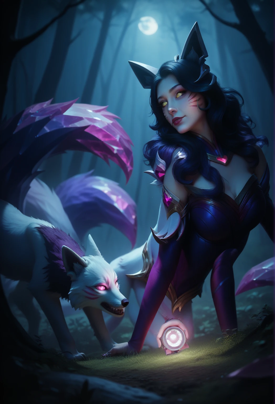 League Of Legends caitlyin with feline appearance with feline tail and ears with tiger eyes looking like Nidalee + femme fatale splashart, splashart, League of Legends splashart, art, brush stroke, masterpiece, 8k, ultra detailed, HD