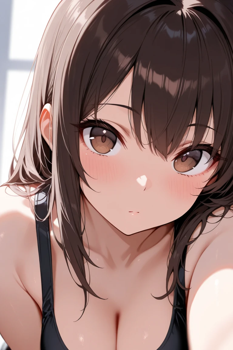 A girl,18 years,perfect hands, perfect fingers,perfect anatomy, masterpiece, of the highest quality,realist, hyperrealist,black lingerie with pink, 8k hdr, tomorrow,exterior, ,(sweat:1.3),(blush),,neckline,,(Leaning forward ,Kneel down:1.2),