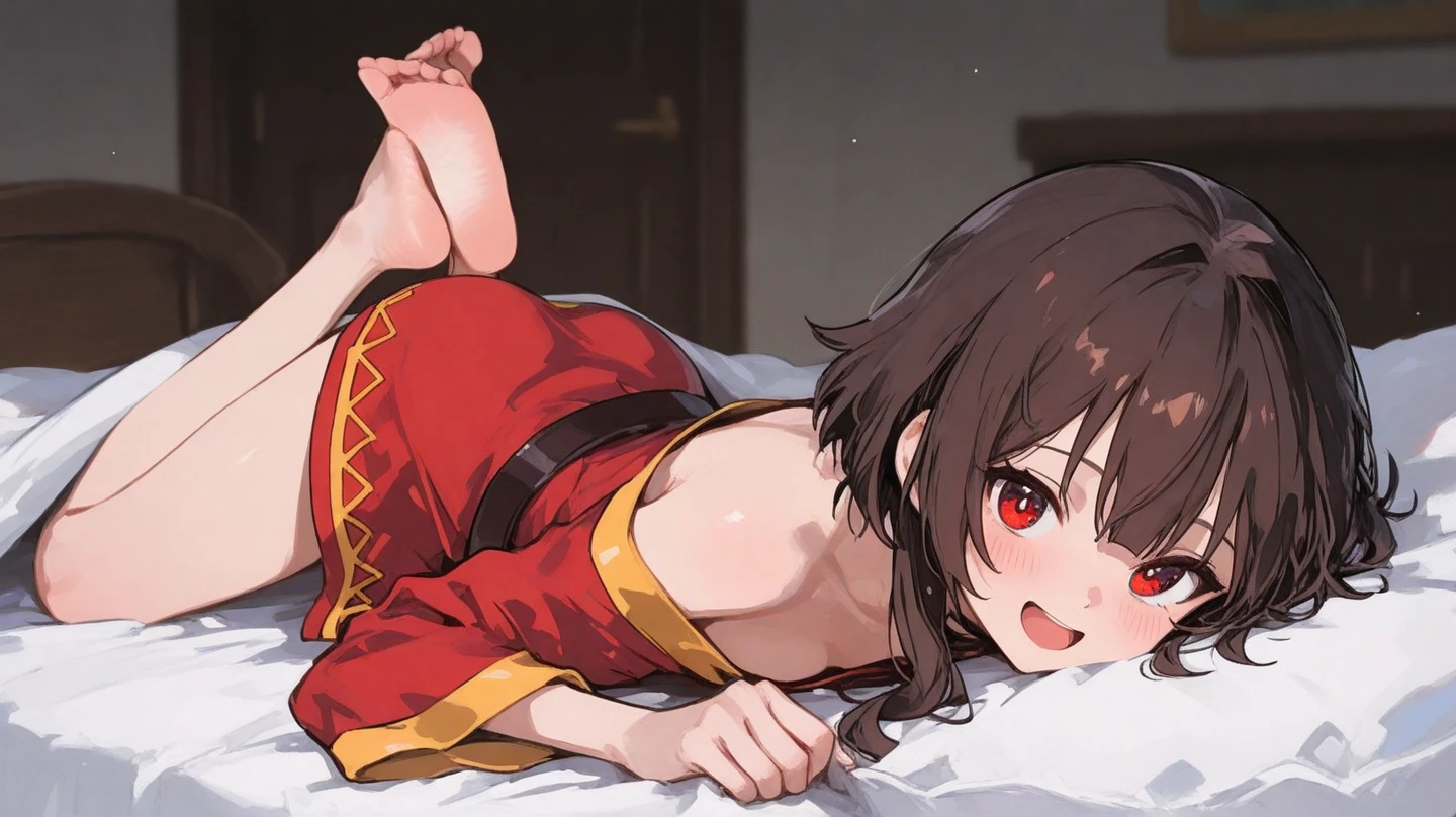 in love, masterpiece, 1girl, megumin's style,((sex)), female, 1boy,penis, moviment, rough, shocked, laying,(megumin),short_hair, (red_eyes),digtal art, blushing, shocked , missionay, bedroom, BREAK dick, bed, huge ,expressive eyes, lewd, puffy, innocent,global illumination, hdri, subsurface scattering, masterpiece, 4k, raytrace, beautiful, sharp, smooth skin, bloom, anime, perfect face, night BREAK (gentle, feminine, delicate)