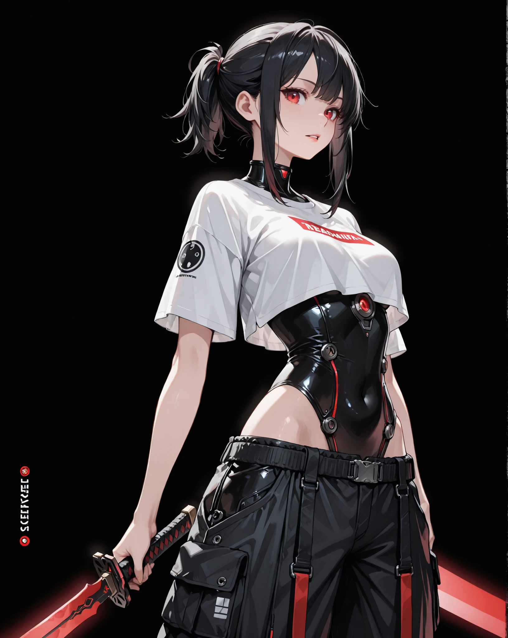 1mysterious girl, wearing a highschool uniform and a black eyes, short black hair and her body was bound by divine chains.