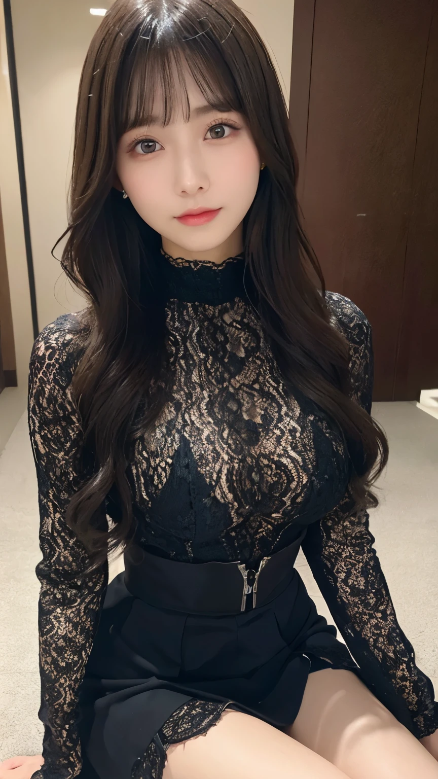 (highest quality、masterpiece:1.3、Ultra-high resolution)、(Very detailed、Caustics)、Ample breasts、(Beautiful and detailed、No makeup)、One Woman、Japanese Girls、Black Hair、Medium Hair