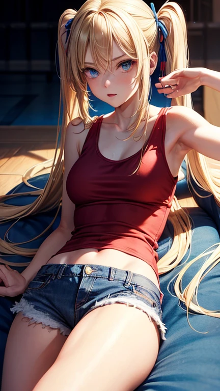 breathtaking core_9,score_8_up,score_7_up,score_6_up,score_5_up,score_4_up BREAK source_anime,A beautiful and stunning 21yo girl with small but perfect round breasts standing and looking down on the viewers crotch her mouth is slightly open creating a seductive and playful look. Her groin exposed from the side making a perfect composition to her litte round ass she is exposing and leaning forward. Her right hand is covering her crotch covering just the slit and the left arm is covering her nipples. There are vivid details around her with falling leaves,blonde hair,solo,small breasts,small ass,visible groin,Volumetric Lighting,nude,green eyes,earrings,belt is covering her breasts,armlet,navel piercing,full_shot,from_side,hand covering crotch,(profile:1.1),long ponytail,detailed skin,little nose,figures,low light,riff,colorful,naughty,playful,realistic,reality,underboob,pants open button,<lora:Kuroboshi pony sdxl_lora:1.3>,looking_at_viewer, . award-winning, professional, highly detailed