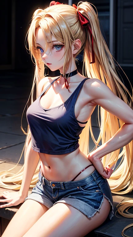 absurderes， 1girll， ， （Realistis：1.5）， （tmasterpiece， the Extremely Detailed CG Unity 8K Wallpapers， best qualtiy， A high resolution：1.2）， （Supergianthugebreasts_Detailed， hyper HD：1.2）， lighting perfect， distinctive， （1girll：1.4）， Turn your back to the audience， unreal-engine， Sideslit， Perfect back，Perfect waist，perfect hips， Perfect body， （Bright Skin：1.4）， idoly， ulzang-6500-v1.1，，（（gigantic cleavage breasts ）），（a narrow waist），（blond hairbl，dual horsetail），（（In the children's playground）），（），（（Camelier top，Superskirt）），（The shoulder straps slip off），（（Sit on the roller coaster，）），，upper legs，upper legs，upper legs（full bodyesbian：1.4），（）），，Peck the corners of the mouth，silver earring，