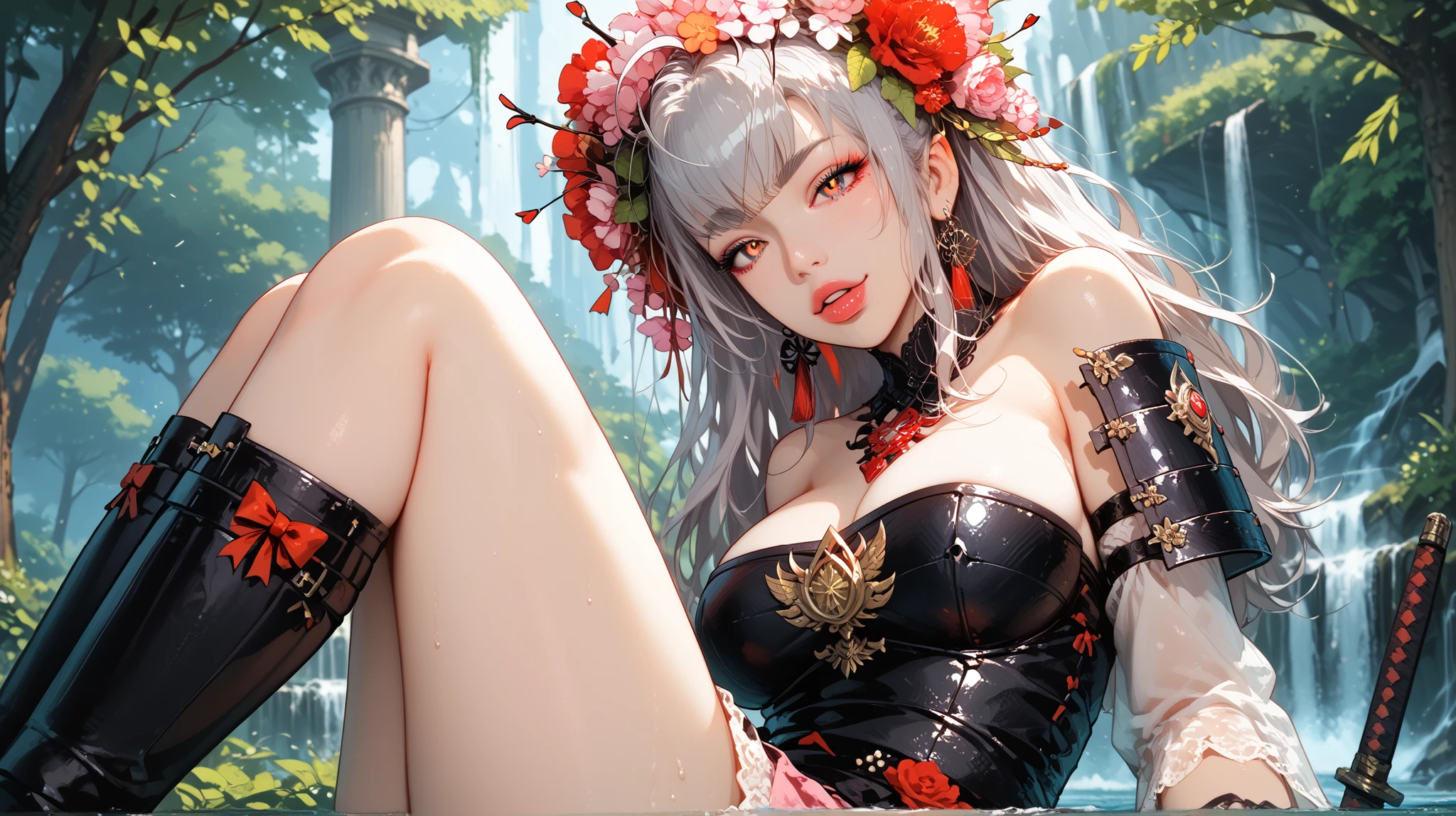 official art, unity 8k wallpaper, ultra detailed, beautiful and aesthetic, masterpiece, best quality, (zentangle, mandala, tangle, entangle), (fractal art:1.3) , 1girl, red flowers,  extremely detailed, dynamic angle, cowboyshot, the most beautiful form of chaos, elegant, a brutalist designed, vivid colours, romanticism, by james jean, roby dwi antono, ross tran, francis bacon, michal mraz, adrian ghenie, petra cortright, gerhard richter, takato yamamoto, ashley wood, atmospheric