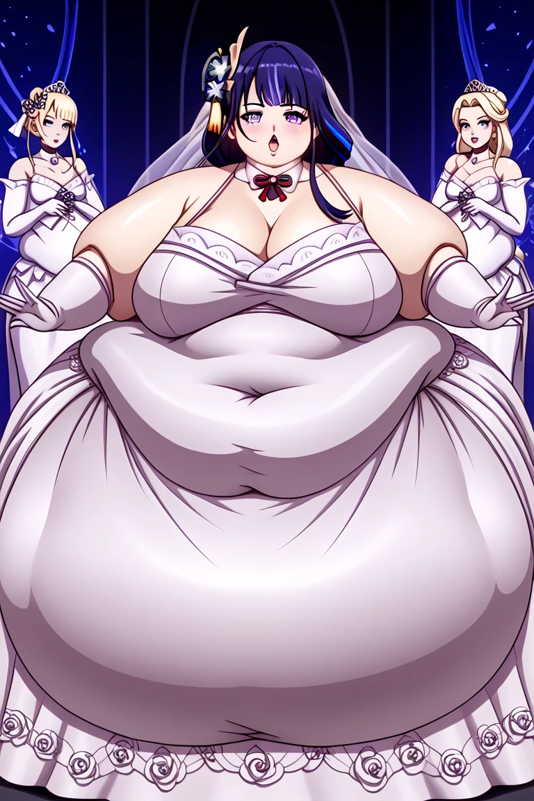 Three Sisters Height difference Black Hair Shortcuts tiara White bra White panties White tights White gloves Beautiful breasts royal palace