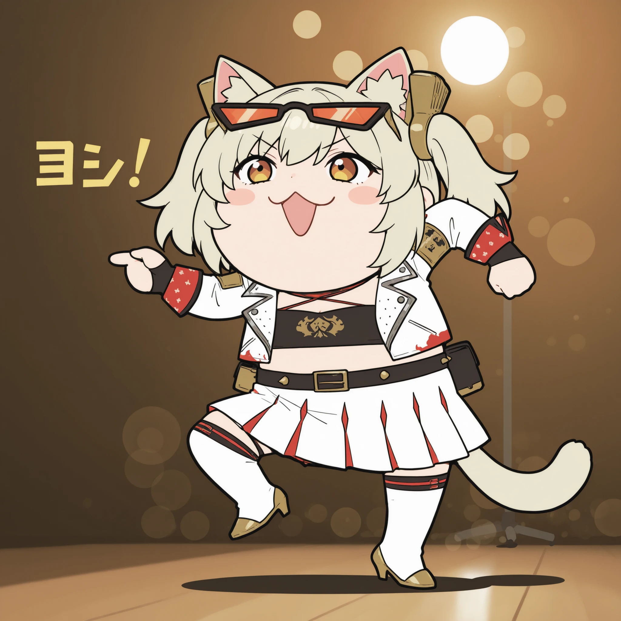 かわいいcatの, genba _cat,chibi, Pointing, standing on one leg, :3, Open Mouth, meme, parody in hin, Accident scene,full body, (Burnice White Main Outfit), 4K high definition, bright color彩, best quality, 4K, masterpiece, Ultra Fine, Studio Lighting, ultra fine paint, bright color, Clear Focus, Ultra Detailed , Professional, HDR, super high resolution, bokeh effect ,