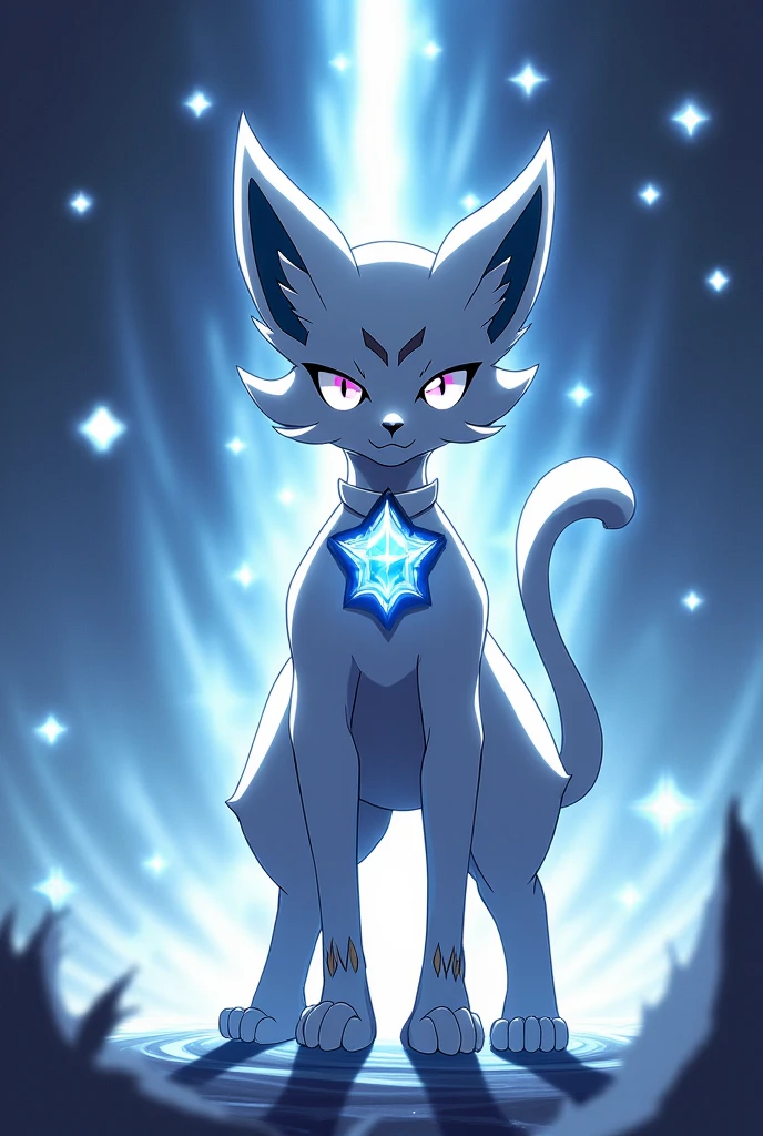 moon伊布, anthropology, young, Red sclera, Black Iris, black body hair, The foot has three toes, Detailed body fur, Delicate face, Delicate eyes, Glittering body, Shiny body, Body Beauty, masterpiece, high quality, anime style, whole body, :3, site, Night Sky, moon, permanent, Lovely,