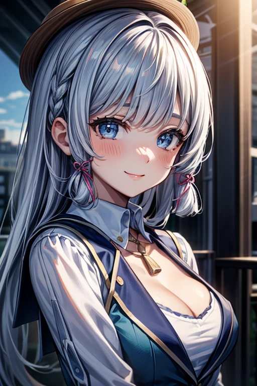 #Basics A girl is posing for a photo, animeのかわいい女の子, (((One Girl, Baby Face, 16 years old))),
BREAK
#Clothing Accessories
((Blue and white)Yukata : Pattern featuring autumn leaves + Red band + Long sleeve + Wide sleeves, geta),
(big silver necklace, Silver earrings, Hair clip),
BREAK
#Features
(Light blue hair:1.4, Chest-length sideburns:1.4 + Curly hair:1.4, Big twin tails : Hair blowing in the wind + Very long hair + Curly hairで横に広がるボリュームのある髪 + Outwardly curled hair),
(Droopy eyes,blue eyes), (Small breasts),
BREAK
#expression
(smile),
#background environment
((noon, Sunshine + shrine + Rural landscape)),
#composition
(Face the viewer:1.4, Aggressive Pose:1.4, Cowboy Shot:1.4),
BREAK
#Body parts elements
(Beautiful Hair,Shiny Hair),
(double eyelid, Long eyelashes),
(Expression of fine eyes, Beautiful and delicate eyes, Sparkling eyes, Eye Reflexes),
(Human Ear),
(Beautiful Nose, Thin Nose),
(Glossy lips, Beautiful Lips, Thick lips), (Symmetrical facial features),
(Detailed skin, Textured skin, Beautiful Skin),
BREAK
#Quality
(((Highest quality)), ((masterpiece)), ((Very detailed))), ((High resolution), (16k,1080p)),
(Realistic), (Anatomically correct),
((comics, anime)), (3DCG), CG illustration,