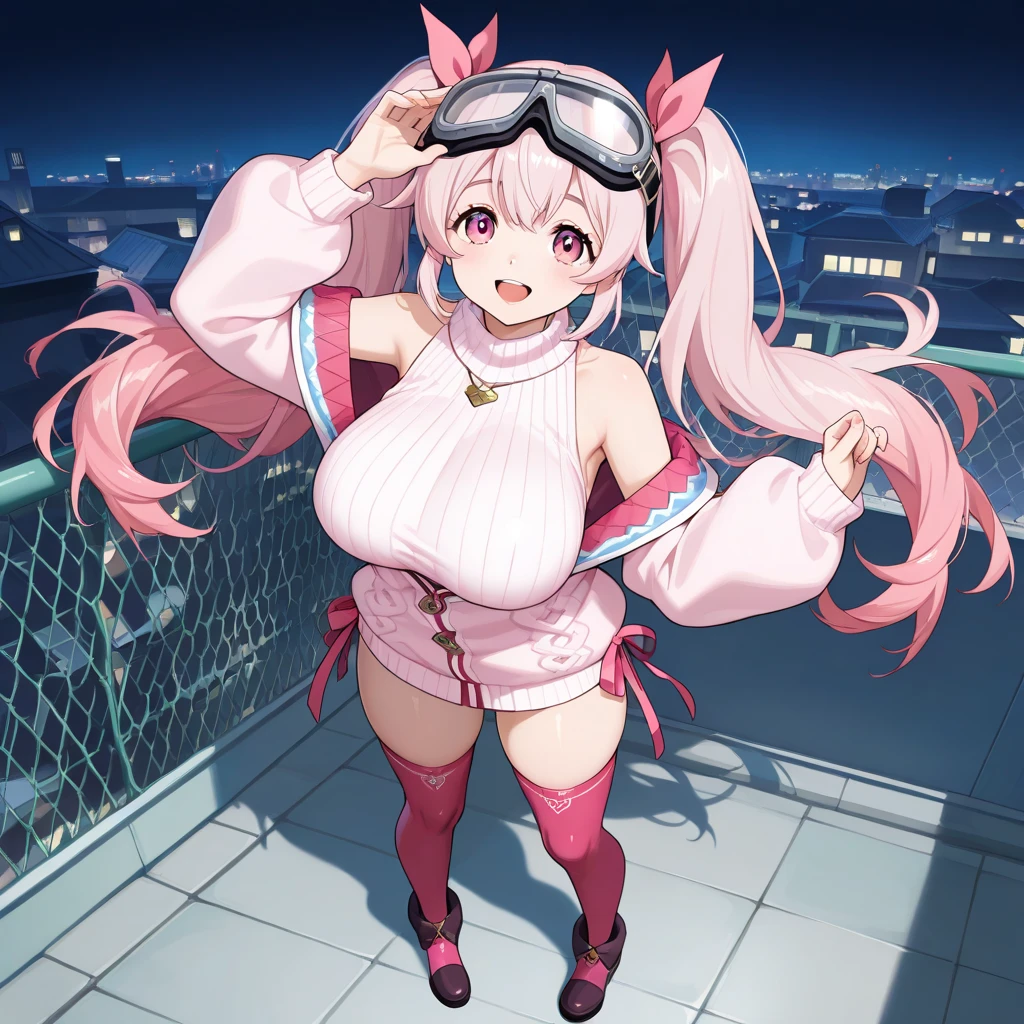 masterpiece,best quality,highly detailed,1girl,solo,yellow eyes,gloves,pink hair,ponytail,headgear,
clenched teeth,squinting,struggling,giantess,giant,city light,city,bridge,
BREAK
<lora:UltraLShine:0.7>,UltraLShine,(fighting stance, upper body),open mouth,(kicking,high kick,leg up,standing on one leg),