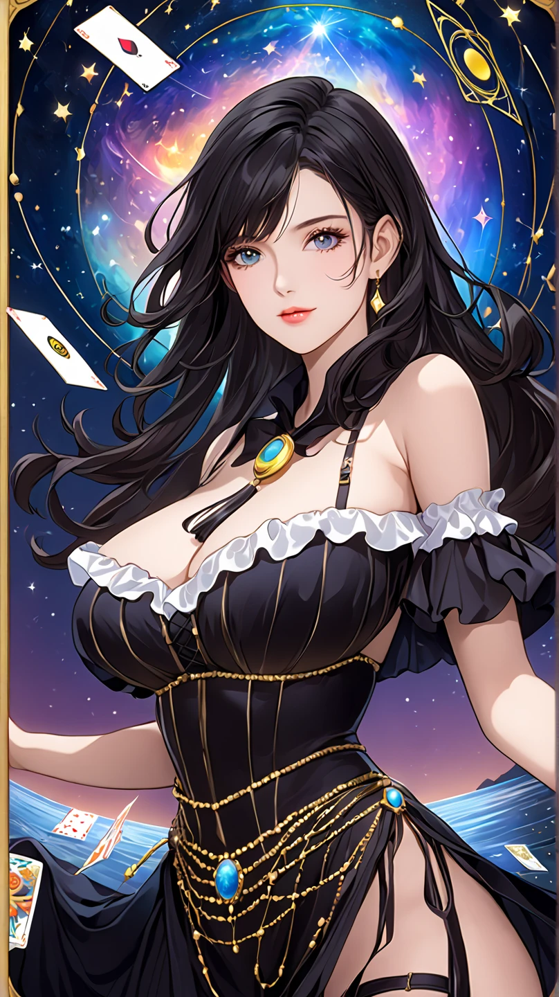 (((Beautiful border))),(Quadrilateral border),(((Tarot cards))),(((Cards))) ,1个Giant Breast Girl,rich colours, Best quality at best, Beautiful elements, A high resolution, 4K, 8K,white backgrounid, industrial design, studio lit, C4D, OC renderer, Clean shadows, 4K