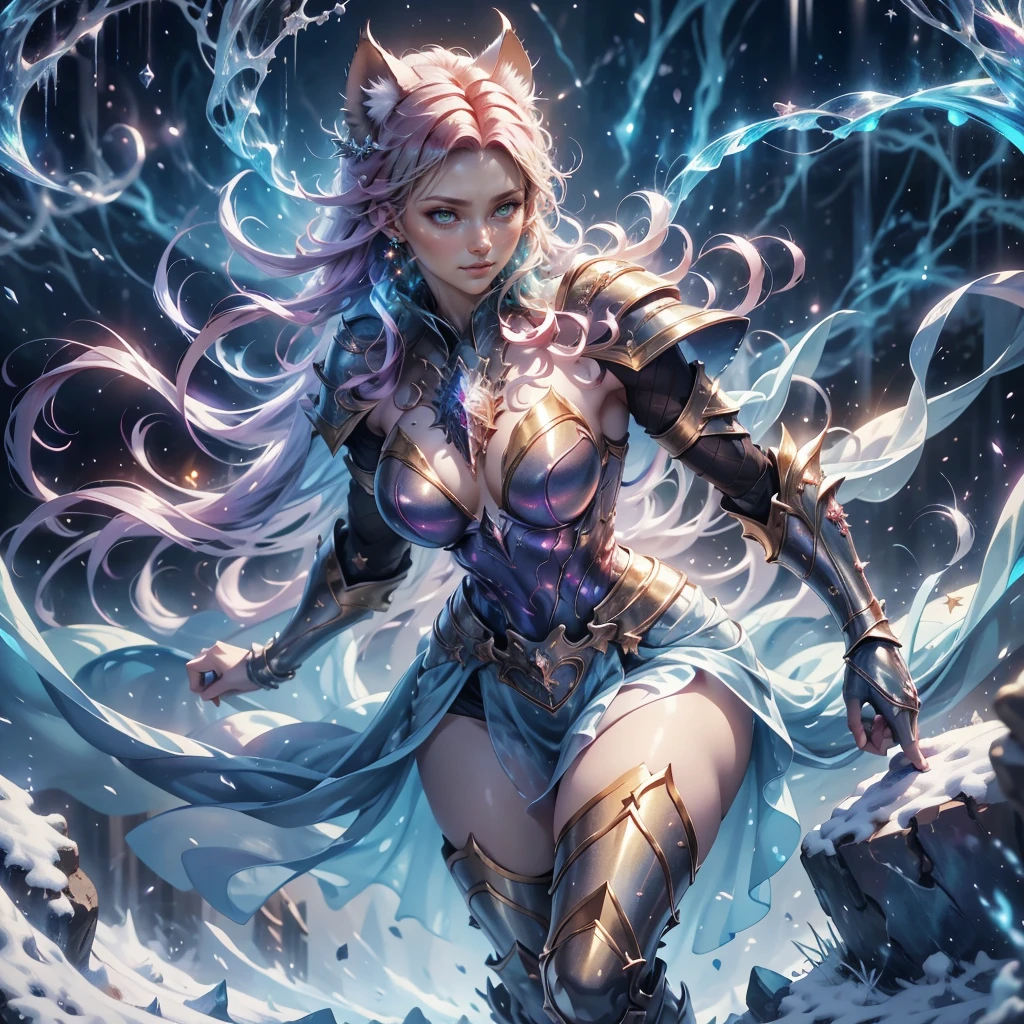 （Digital artwork：1.3），（a sketch：1.1）（（Octane rendering）），night scenery，moon light，（（A magical barrier of light and light）），（（（Q version of the cute raccoon magician））），Staff in hand，（（Huge lightning magic）），（（Complex luminous runes）），an intricate（vine：1.2），Huge tree in liquid metal，Realistic digital painting portrait，shot at 8k resolution，Gasoline liquid，color pastel，splashart，Magical universe of pink and blue and purple，Lithography in intricate details，（light particules：1.2），（game concept：1.3），（deep of field:1.3),Global illumination,with rich details,Fashion trends epic shots on ArtStation，Cinematic lighting