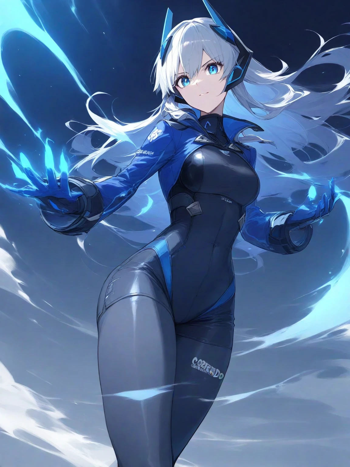 realistic,highest quality, ultra detail, High-quality CG rendering, The most delicate and beautiful, Floating gently, High resolution, (1 girl), (Highest image quality,4K,8K,masterpiece:1.2) ,light purple hair,Rabbit,Bunny ears,ponytail,red eyes,(ultra girl:1.0),(blue ultraman bodysuit:1.4),blue gloves,blue shoes, (Turn your back to your audience:1.3),butt,(背中にウサギのbutt尾:1.5)