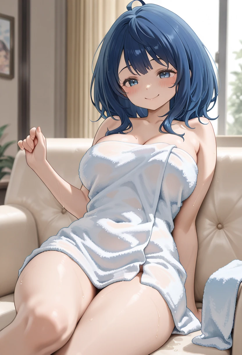 (Highest quality, masterpiece: 1.3), : 1, sexy: 1.5, Bob Hair,(Wet body: 1.2), Nightgown, beautiful, Cleavage, Ultra detailed face, Detailed lips, Detailed eyes, double eyelid, sexy, smile, beautiful Legs attractive vagina Large Breasts Cowgirl