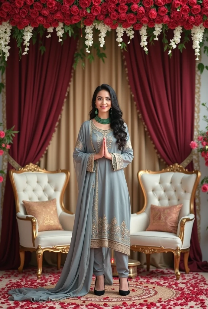 lovely cute young attractive age girl, 18 years old, cute, an Instagram model, long black_hair, colorful hair, winter, dacing, wear salwar kameez