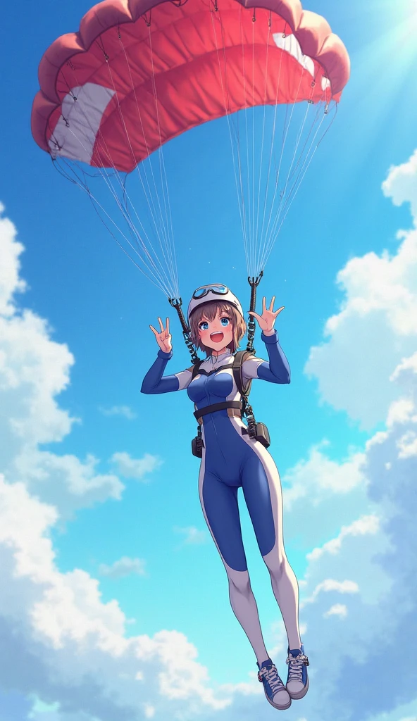 (8 year old Japanese girl naked,Lewd)sky diving,Heart Eyes,Sexy eyes excited ahegao'Eyes wearing silver-white mirrored lens sunglasses、I looked at the world reflected in the lenses of my sunglasses..(Side Pony,Colorful Hair),