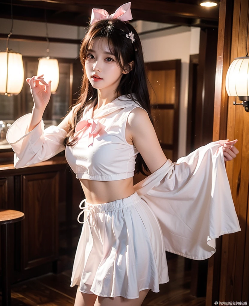 1 girl,(best quality, masterpiece:1.2), Super detailed,Solo selfie,off shoulder dress,chinese princess, (Pink belly pocket) ( Hanfu:1.3, ),Vision,background bokeh