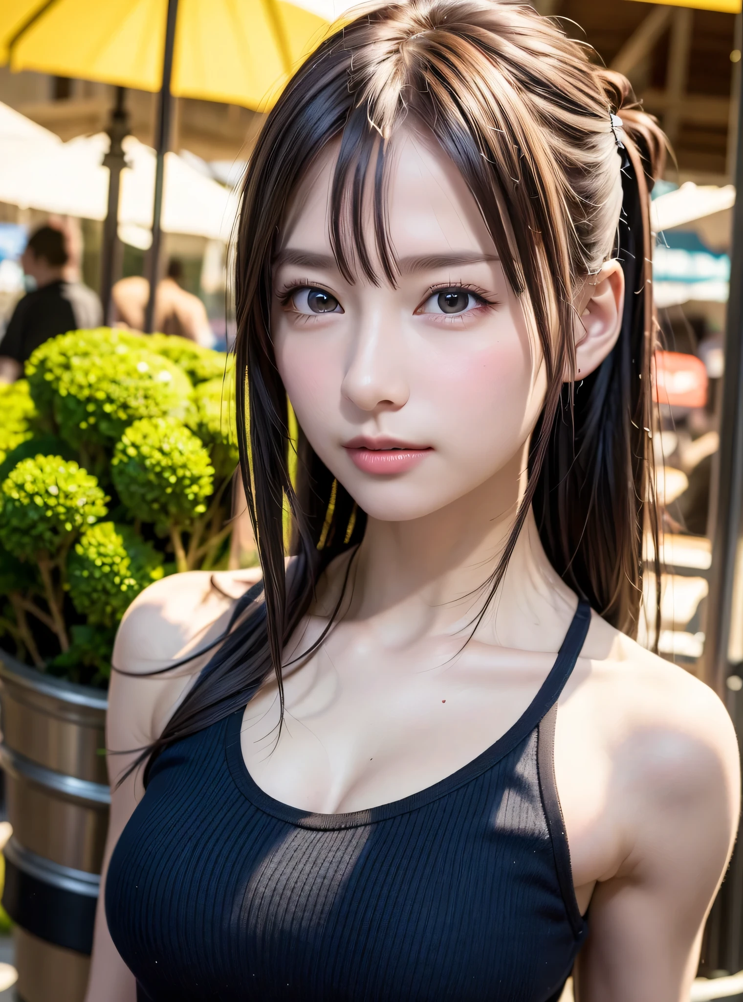 1 Girl, Tokyo Street,night, Streetscape,City lights,Upper Body,close,smile,, (8K, Raw photo, highest quality, masterpiece:1.2),(Realistic, photo-Realistic:1.37),