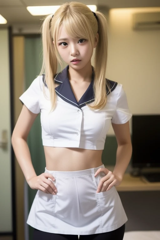 (Highest quality:1.1), (masterpiece:1.4), (Absurd:1.0), Portraiture, close,One girl, Sailor Uranus, Relationship, Mature Woman, Small breasts, Aqua Eye, Blonde, Sailor Warrior Uniform, Sailor collar, Chest Bow, Buck Bow, Pleated skirt, White elbow gloves, Big Ass, Ultra mini skirt , jewelry, Earrings, Lying on the floor, Show your ass, Micro Thong Butt, Very sexy , Nice ass. (Lying on the floor) Chain around the neck,  Slave Girl.
