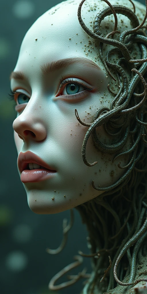 A cute woman, Kate Mara, age 25, dirty, scrapes and scratches, dressed in rags of a torn summer dress, struggling with a horny tentacle beast, slimy tentacles pulling off her clothes, exploring her body, photorealistic, 8k, detailed facial features, beautiful eyes, beautiful lips, extremely detailed, highly detailed face, intricate details, masterpiece, hyper realistic, cinematic lighting, dramatic lighting, dark fantasy, horror, dark art