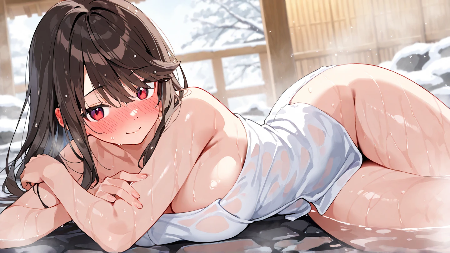 .(nude, naked, 1girl, solo, ,large breasts ) ,megumin , short hair, sidelocks, brown hair, red eyes, nipple, 13 years old, flooding、Abandoned amusement park、fire、heavy snowfall、frozen、 file, crying ,flooding、abandoned hospital、fire、heavy snowfall、frozen、 、whole body