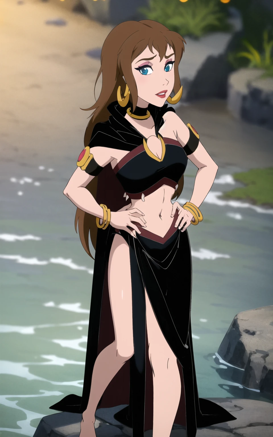 score_9,score_8_up,score_7_up,anime coloring BREAK source_anime,anime,<lora:Sumeragi_Lee_Noriega_Gundam_00_Pony:0.8>,sumeragi,1girl,solo,brown eyes,very long hair,brown hair,hair between eyes,purple swimsuit,sarong,sandals,sunglasses,hand on hip,outdoors,beach,day,