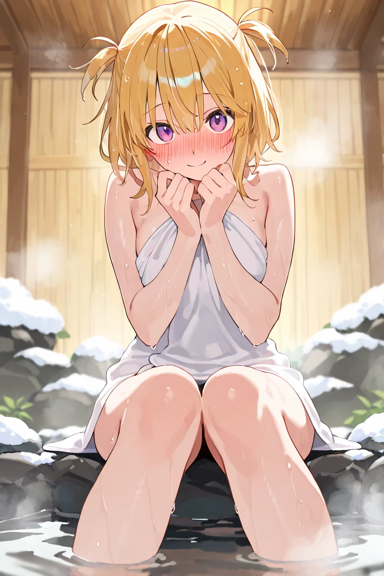 blonde haiR, shoRt haiR, hairband, PuRple eyes, 16yeaRs old, , empty eyes , large breasts, 独奏, nipple, R , Heavy snowfall area frozen (Sweating profusely, Love juice, Wet Woman, female ejaculation) crying 山 1giRl, naked, walking, Peeing, lactation, projectile lactation
