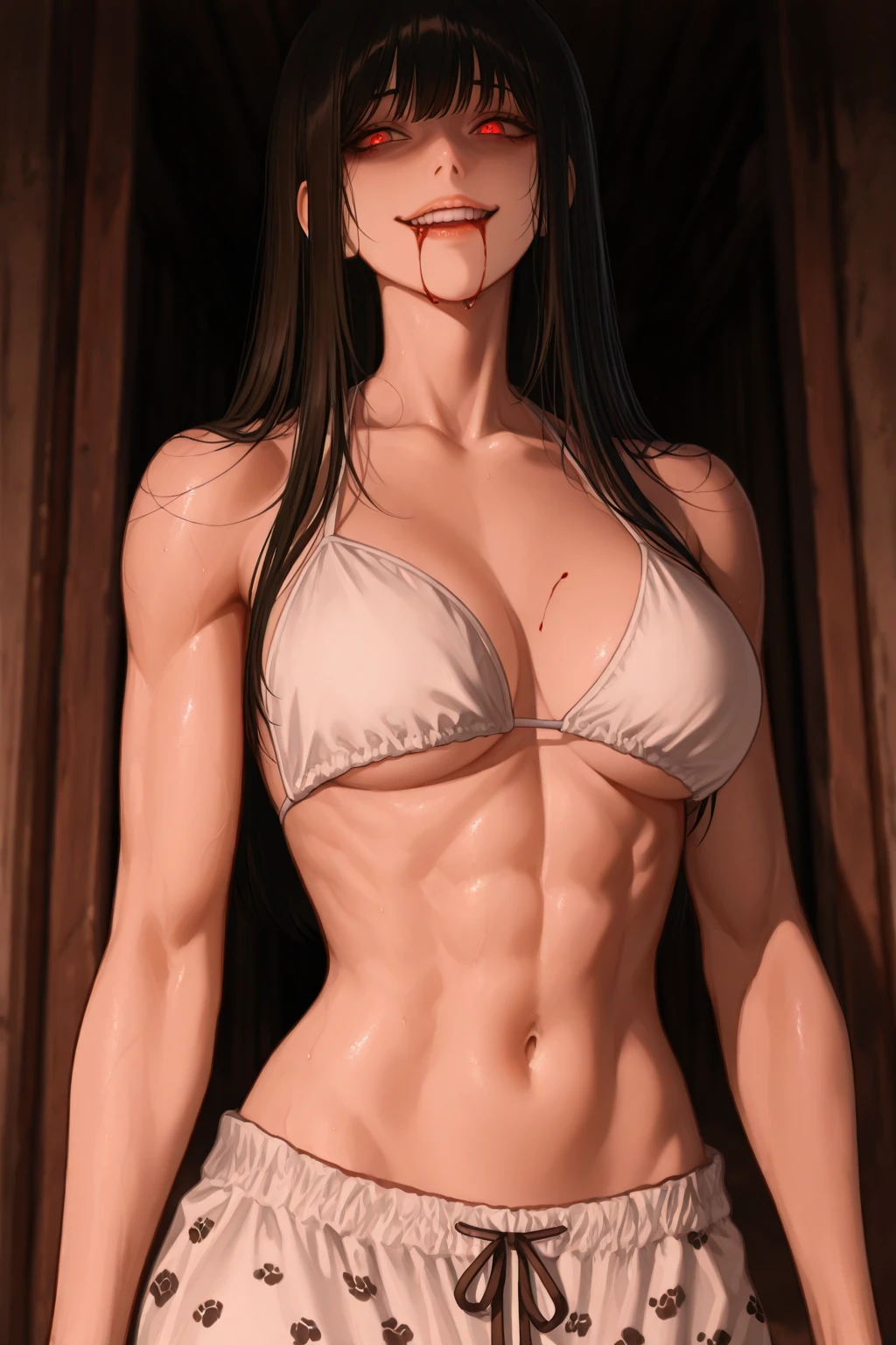 (masterpiece, 4K:1.15) BREAK ((muscler predator with white underpants and bra, breast, perfectly detailed anatomy)):1.2, solo, 1girl BREAK white panties, white bra, white bra straps
BREAK frontal view, arms behind head, white backgrounds