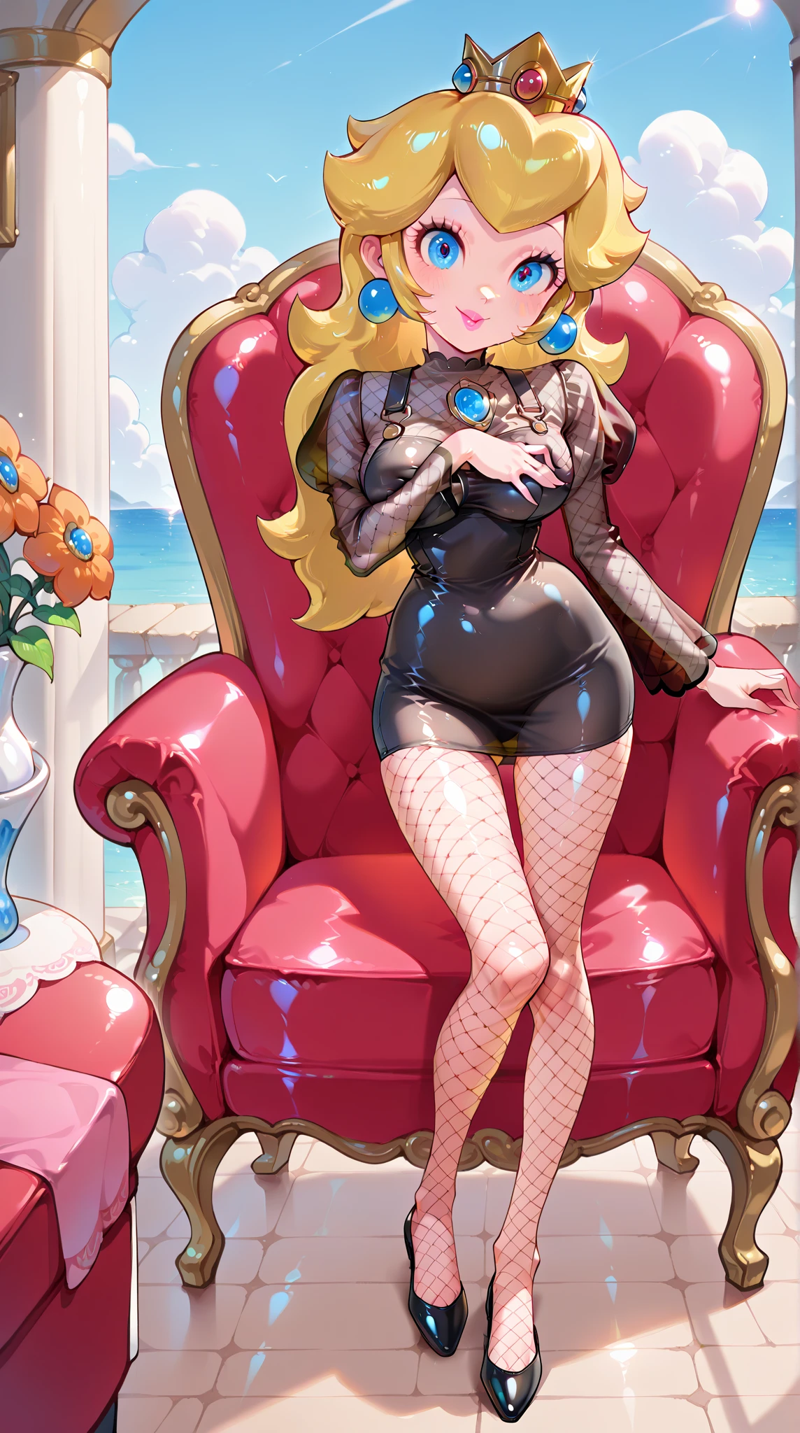 Sexy girls wearing (big diaper), ((bowsette)), busty, (big breasts), wide hips, ((latex)), stockings, fishnets, corsets, (hypnotized expression), ((hypnotic)), ((magical)), (blushing), ((embarrassed expression)), pleasure, ((orgasmic)), smiling, colorful, stage, stage lights, brick wall, (magic fog), ((mommydom)), ((bounce castle)), (inflatables)