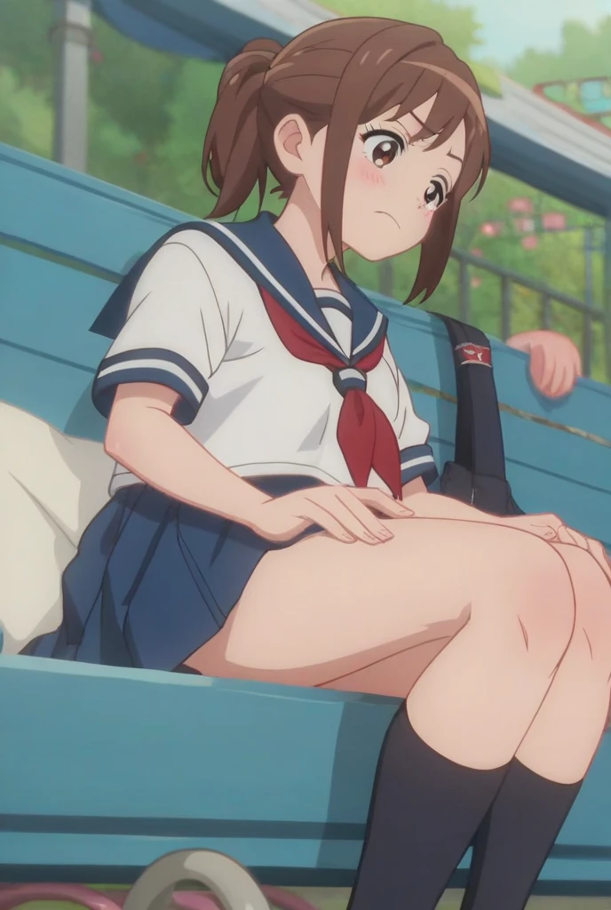 score_9, score_8_up, score_7_up, source_アニメ, masterpiece, 1girl, watahana, blue eyes, hair ornament, hair flower, school outfit, blue dress, sailor dress, white sailor collar, red bow, Indoors、in the train, Molester、school yard, field, full body, Eyes are hearts、Primary school students, Black hair、Shiny Hair, Highest quality、skirt open、blush、Watery eye、Sex、Creampie、vaginal penis, missionary, saliva trail, (orgasm), Drooling pulls a thread、Semen overflowing、A lot of semen、Violent Rape、(Trembling)、1boy, intercourse with a man, Insert the big penis、((uterus at viewer penis inserted into pussy from cross section looking through))