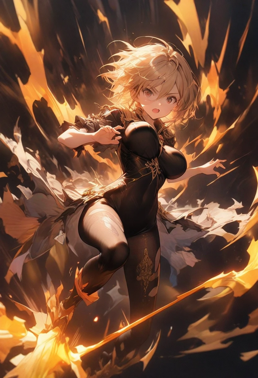 Anime, young guy, daemon, a femboy, holding fire in his hands
