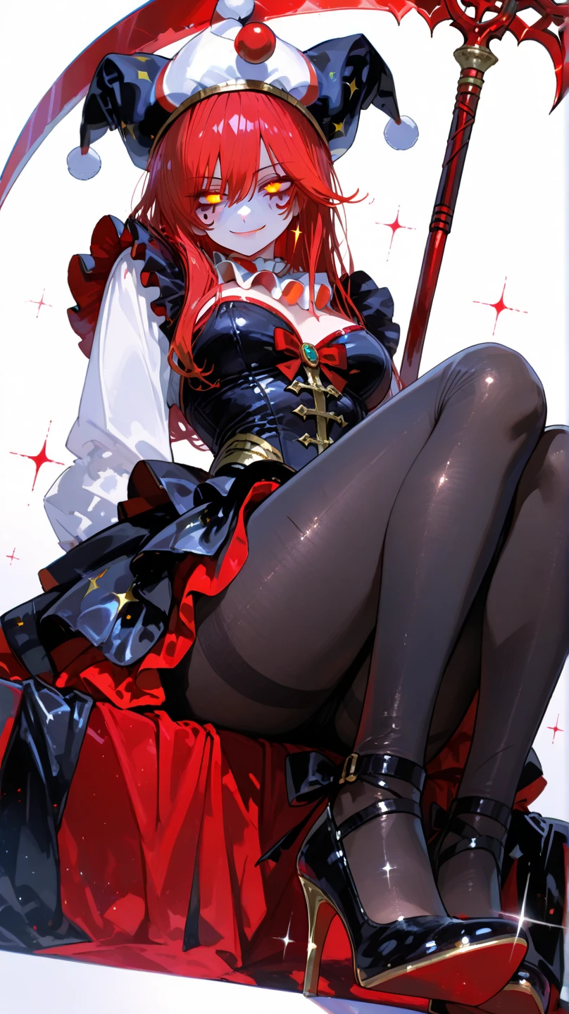 (masterpiece,best quality,CG,wallpaper,HDR,high quality,high-definition),(an extremely delicate and beautiful),(highly detailed eyes,extremely delicate and beautiful face),incredibly detailed,Perfect female body,elegant,noble,1 girl,(full body:1.4),large breasts,(white leather high heel thigh boots,white elbow gloves:1.4),garter straps, skirt,white thighhighs,(white background:1.3),/./././,no makeup,serious,expressionless,emilia (re:zero), bangs, hair ornament, red eyes, flower, hair flower, ribbon, hair ribbon, x hair ornament, breasts, open mouth, medium breasts, purple ribbon, cleavage, white flower, smile, braid, detached sleeves, petals, very long hair, dress, red hair, crown braid, pointy ears, wide sleeves, frills, white hair, bare shoulders, skirt, blunt bangs, pleated skirt, white background, roswaal mansion, ocean, bay, sunlight, trees,
