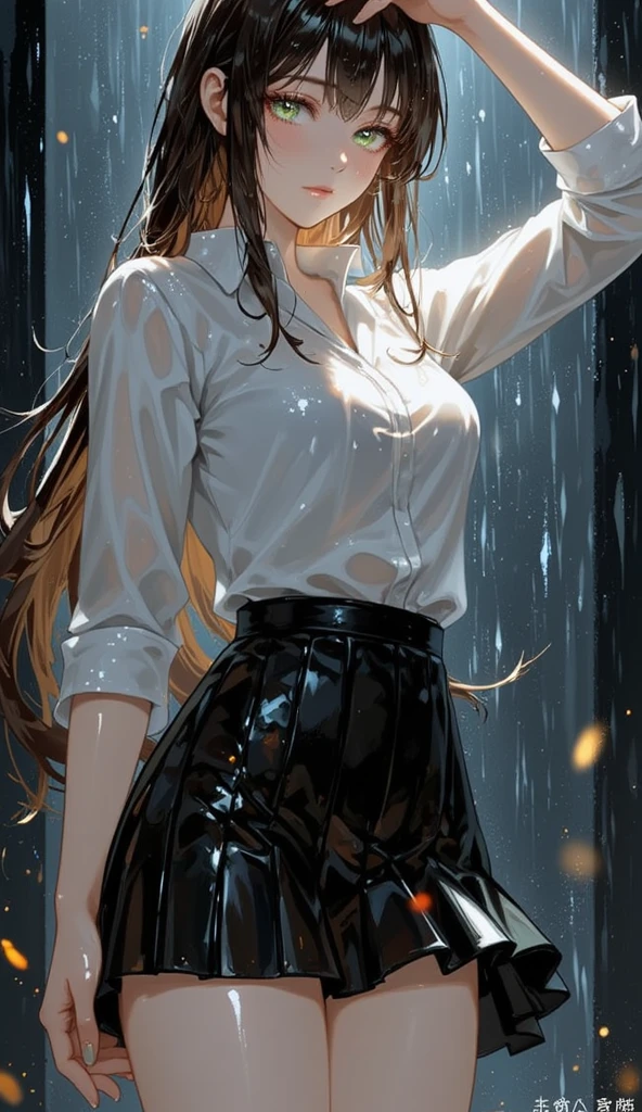 (Realistic:1.5, 16K, Highest quality, masterpiece, Ultra-high resolution), ((heavy snow, From below)), Perfect dynamic composition:1.2, (Modern city at night, In front of the supermarket at night, Expressions of sadness:0.9, Squat with your knees bent:0.9), Highly detailed skin and facial textures:1.2, Young Japanese woman getting wet in the rain:1.3, Incredibly slim body:1.2, Fair skin:1.2, Sexy beauty:1.1, beautifully、aesthetic:1.1, Very beautiful face:1.2, Water droplets on the skin, (Rain drips down on my body:1.2, Wet body:1.2, Wet Hair:1.3), (In jeans、 Wearing wet formal clothes:1.3), (Shapely large breasts, Chest gap), (Big eyes that exude beautiful eroticism:0.8, Lips that exude beautiful eroticism:0.8), necklace, Earrings, bracelet, wedding ring, Shoulder bag, clock