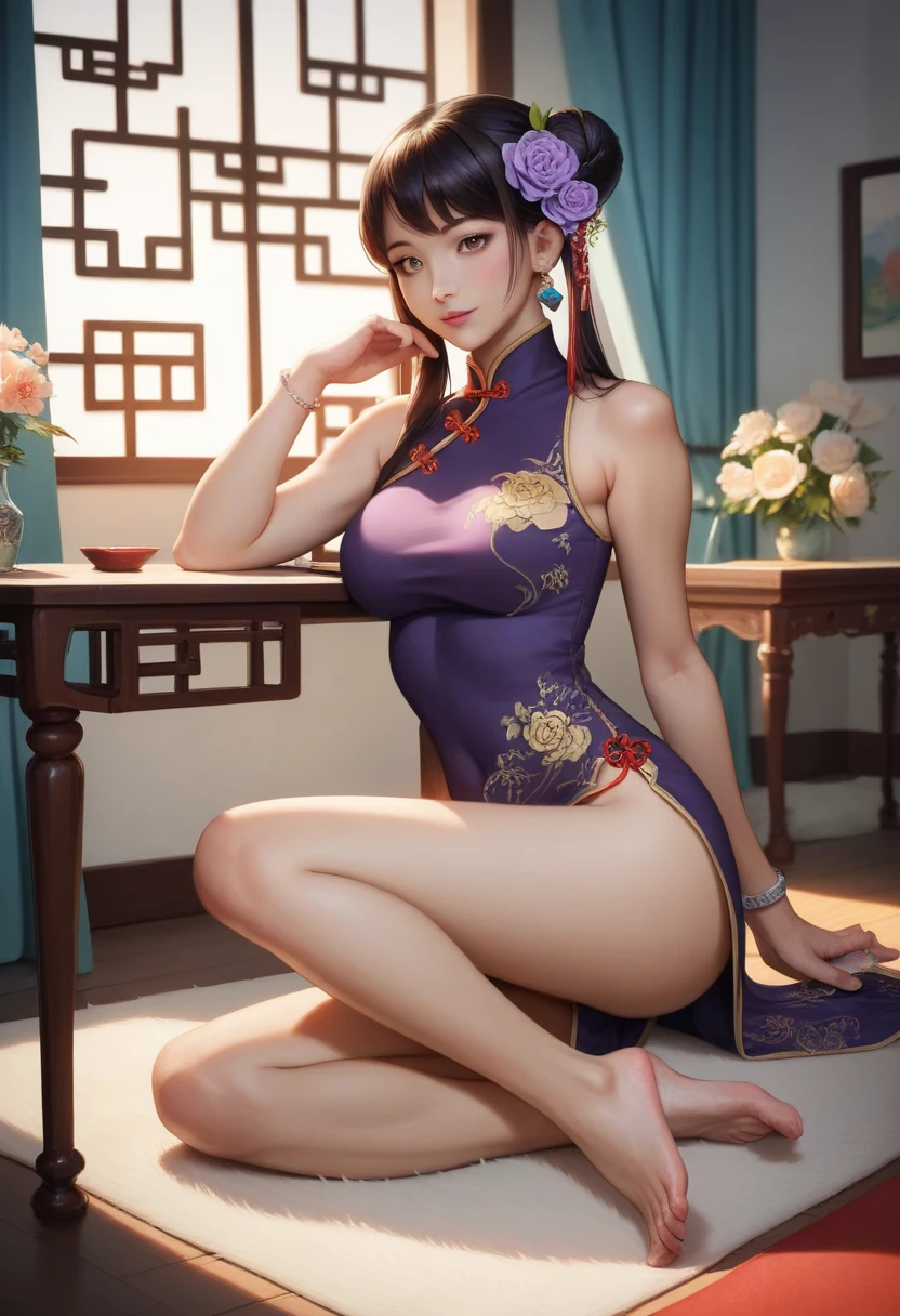 high resolution、Detailed beauty,It looks like it was taken with a single-lens reflex camera.、Sensual body,Thighs、slit、Artwork depicting a seated woman in a translucent traditional Chinese dress,duo,Front view,Rendering with Octane, High resolution,Dirty:1.3,Top Knot,Hair Bun,chinese hair ornaments:1.4,Chinese Hairpins:1.4,fire Fly, night, Starry Sky, jewelry,Particles of light, (Fantasy: 1.2), Small to medium sized breasts