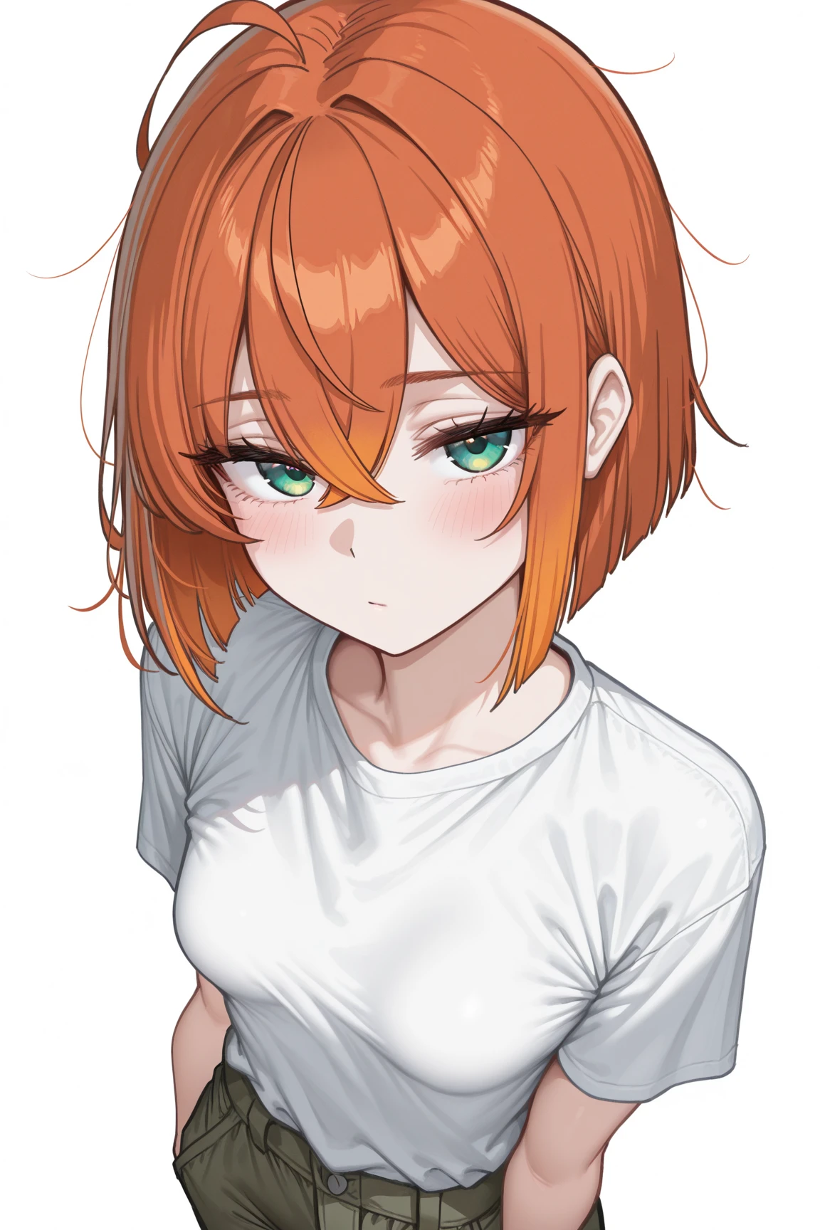 (masterpiece, Best Quality), 1 girl, beautiful face, Gwendolyn_Tennyson, old, (1 girl, Alone:1.3),, blank background,, naked, nude,, flat chest, blush