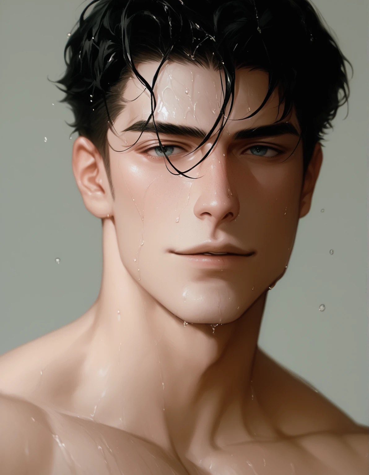 (masterpiece:1.3),(best quality:1.2),8k,absurdres,(extremely detailed:1.3),highestres,(1boy:1.2),portrait,shirt, short hair, very short hair,piercing