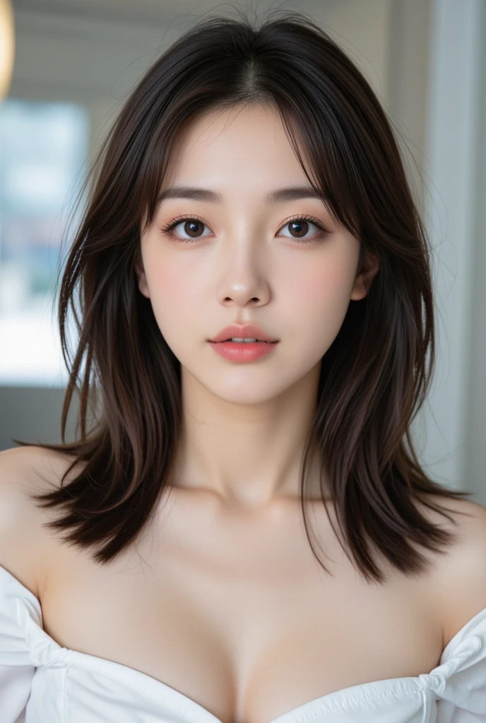 1 girl, s, light smile, ao dep, sleeveless_mock _neck_star _detail_asymmetrical_crop_top, beautiful Japanese girl, BREAK,(best quality, masterpiece:1.2),shoot the (high detailed skin:1.2), 8k uhd, dslr, low key, high quality, film grain, Fujifilm XT3, lighting glow effect, no retouching,raw photo-realistic, skin texture is very detail, no makeup,