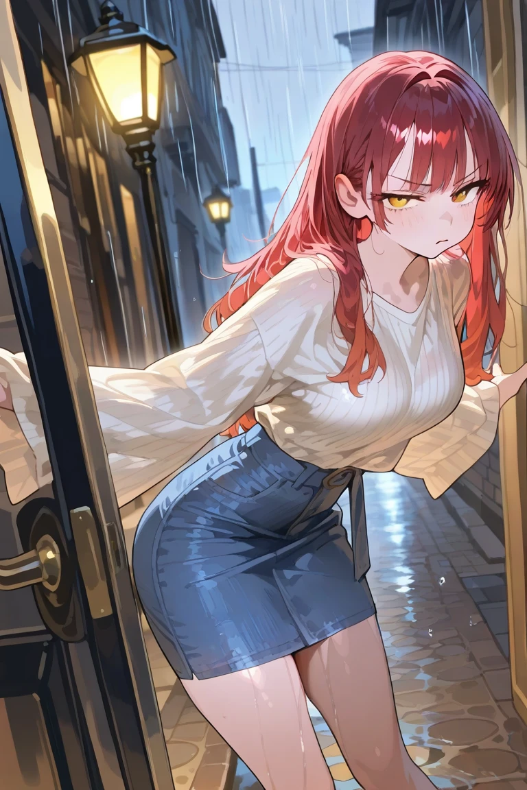 (ultra-detailed, best quality, anatomically perfect body), full body, (small breast:1.3), shiny skin, (Various girls), girls from 15 to 25 years old, (have to pee:1.1), (urge to pee:1.3), (only one person peeing self:1.1), (very desperate to pee:1.2), bladder full, (restroom entrance), waiting for restroom with line of girls in queue, (standing), (Each one has a different winter outfit), (Each one has different maxi skirt:1.5), (Each one has a different boots:1.1), (Each one has a different hair), various bag, (knees together and feet apart:1.3), (Rub each other's thighs:1.3), leaning forward, one hand between legs, (holding the crotch:1.4), (stroking own abdomen:0.7), (stroking one's own thighs:1.3), (nose blush:1.3), (embarrassment1.4), (impatience:1.6), (flustered:1.4), (fidgeting around:1.1), (flowing sweat), (parted lips), (erotic body twist:1.4), panting, (breathless:1.2), (closed eye:0.9), looking away, (crisis:1.2), despiration, (from side:0.7), (from below:0.9),