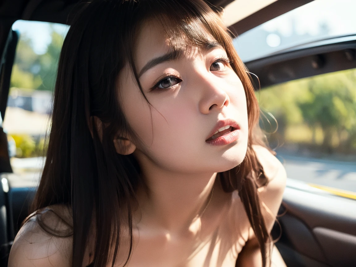 nsfw, (Masterpiece, Best Quality: 1.3), (8k, RAW photo, best quality, masterpiece:1.2), ultra high resolution, ultra high quality, (photo realistic:1.2) delicate facial features, Detailed-face, ultra detailed, sexy girl, bright asian wet shiny skin, high quality skin texture rendering, masterpiece, photograph of beautiful naked girl, 15 year old , (very small breasts: 1.3), (realistic, photo_realistic:1.2), perfect legs spread exposing perfect slightly pink pussy, doing ahegao at viewer, real hands, ((hair twin tail)), (((naked:1.3))), (undressed), showing breasts, showing pussy, spread legs, Bukkake excessive cum, cum on body, cum on pussy bukkake, full of semen,  barefoot, in the taxi, ((very small breasts: 1.5)), ultra wide angle lens: 1.2, open pussy lips with finger, 