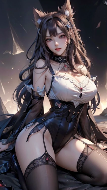 Masterpiece, surreal, 32k, very detailed CG unified 8k wallpaper, best quality, Swiss Alps, Switzerland, (black lace), ((Kasuga)), earrings, ladies, necklace, legs apart