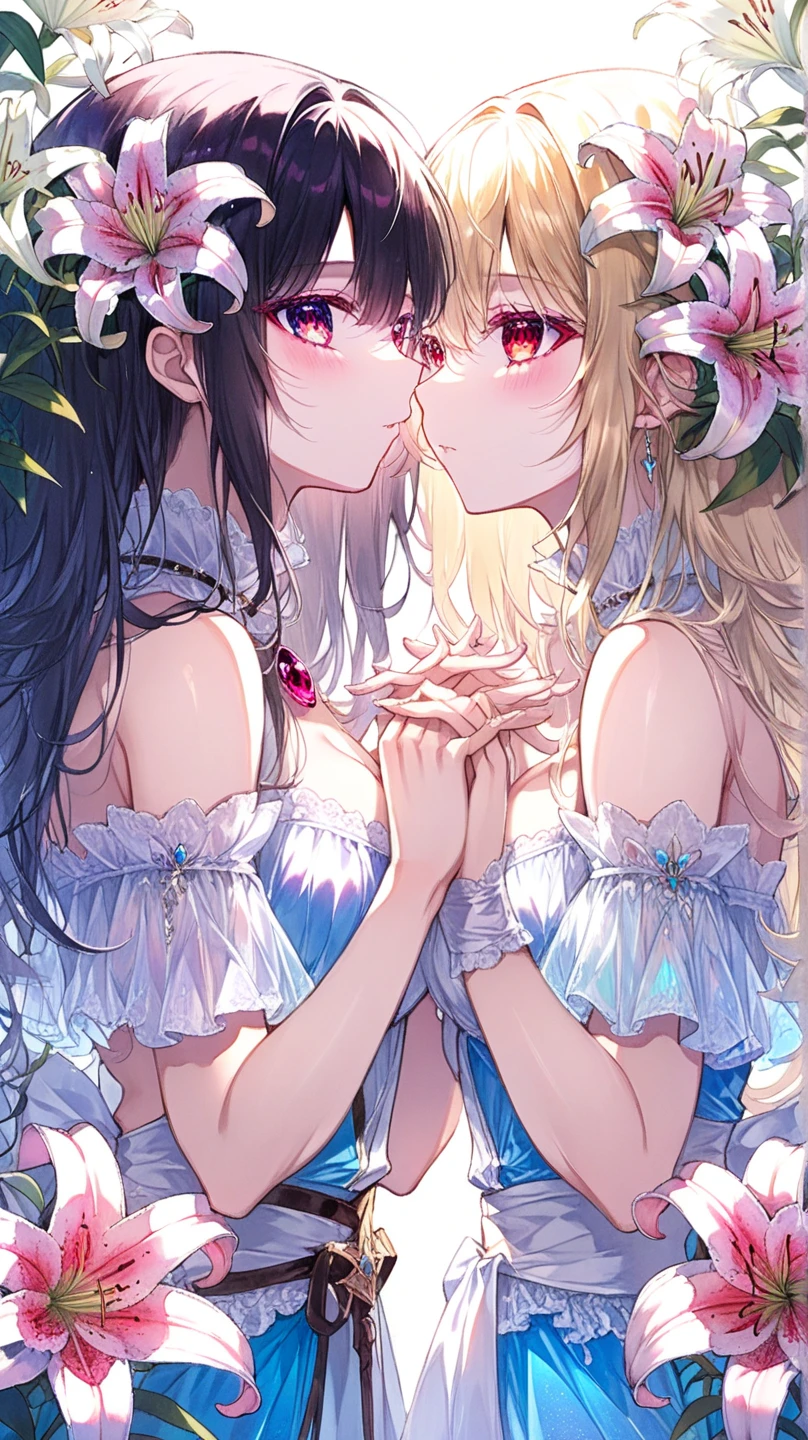 Masterpiece ,Top image quality,hight resolution,imagem 4k,Raw photo,Photorealsitic,extremely beautiful 2 hi-school girl kissing each other, friends, naughty face, blushing , extremely beautiful lesbian deep kiss, stare each other closely, white high Sox, white garter belt, exposures breasts and nipples, perfect small breasts, topless, See-through panties, red cheek, deep blue eyes color , top less ,beautiful butt, naked, cherry blossom blooming, 最high quality,table top,Bright yellow eyes like jewels,yellow hair、ponytail,, magical , PRİNCESS, adventurous girl, OK, smile、nymphomaniac, high heel boots, gloves, zettai ryouiki, earrings, natural otaku, moonlight,under the moon,At night,full body shot、masterpiece, high quality, High resolution, (masterpiece:1.6、最high quality), (OK and beautiful eyes:1.2), tropical beach、((white dress))、perfect hands、crossed legs,look up(masterpiece:1.6、最high quality), (OK and beautiful eyes:1.2), perfect hands,((Peeking out from directly below))、(((shoot from below)))、turn your arms behind your back、be quiet, From above,lie,Ocean View、The world's most spectacular ocean view,;do not interrupt prompt。Half in the Ocean、Floating in the Ocean,m shinobu heart under blade
