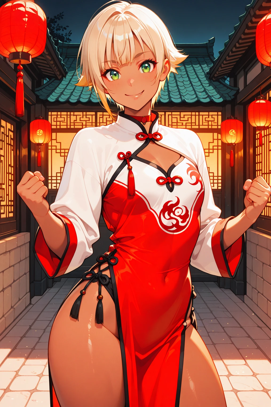 High resolution, adult woman , good lighting, despicable, , (No nudity), (((China dress))), (()), ((())), (garter belt), abdomen only, (),  ,  cute face, I&#39;m embarrassed and blush, humiliating, ((turn around and look back)), ((See-through))()(T-back)(a large amount of  is on the body,)