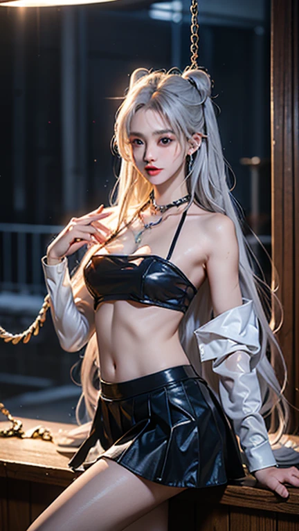 stunningly beautiful (aeolian:1.5) wlop perfect full HDR body silver hair and black dress princess exposed navel