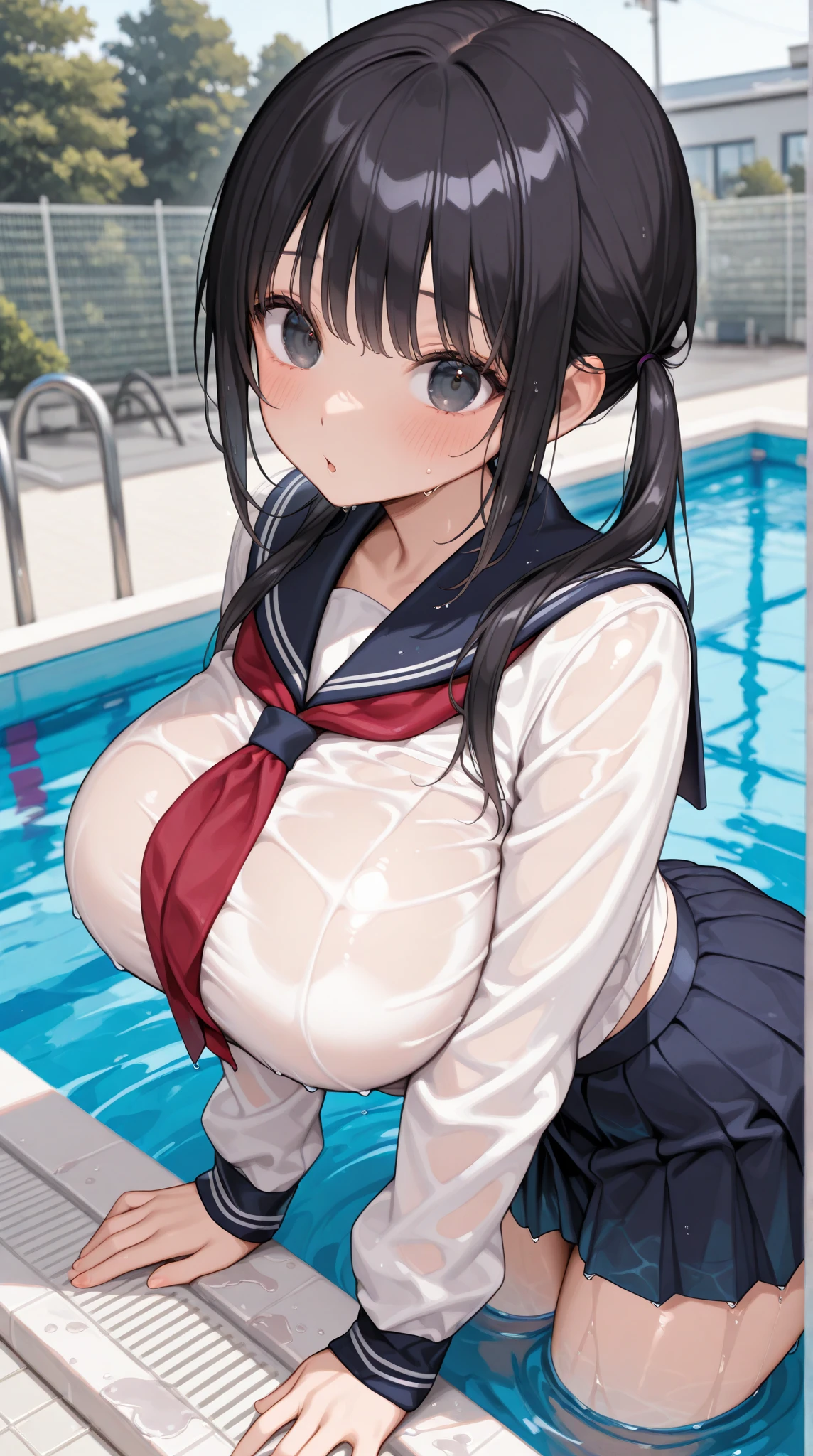 (masterpiece quality, High resolution, Detailed Background:1.25), (alone, 1 high school girl:1.25), (bikini:1.5), Swimming Club, Pool,(nice, boyish:1.5), View your viewers, smile, (Cowboy Shot:1.25), (Super huge breasts:1.5),(deep throat:1.5),(Insert the penis of the man in front of you:1.6),(Man Standing Behind Woman:1.5),(Sex:1.6),(dorsal position:1.5)