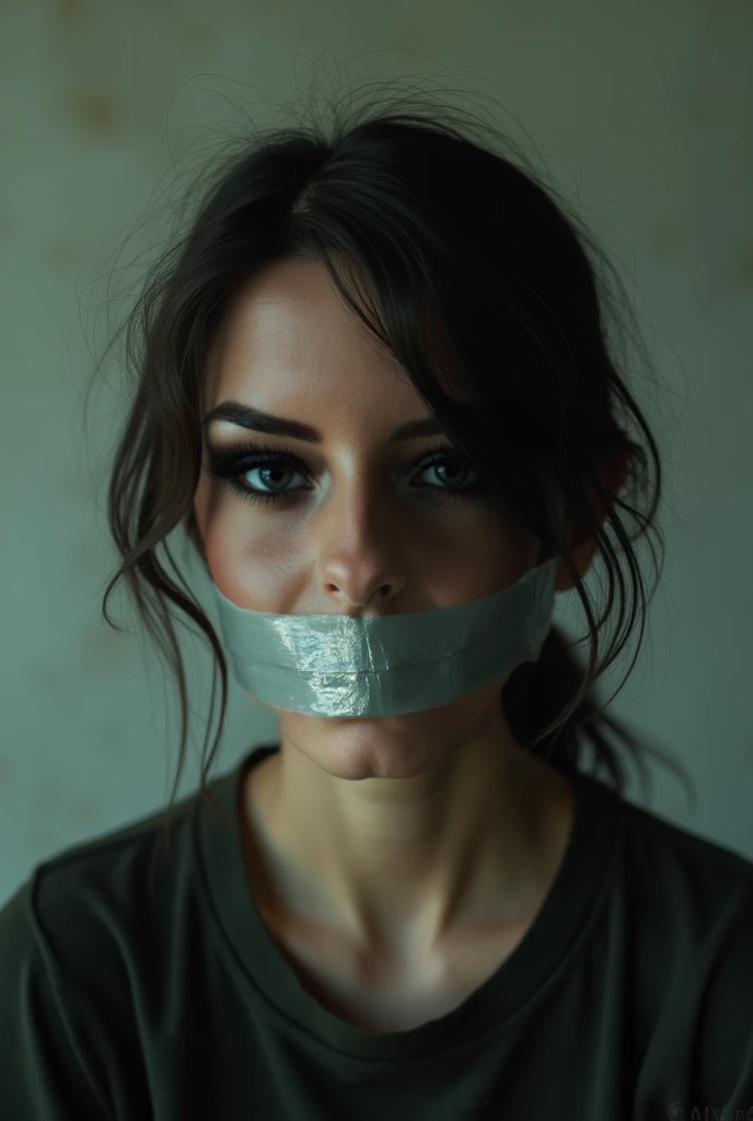 Hello! I would like to create two images for the background of my logbook cover with the theme &#39;Last Scream&#39;: Stories Silenced by Gender-Based Violence&#39;. Here are the descriptions:
A woman with duct tape over her mouth, symbolizing silencing and the struggle for voice. The background should be subtle, but impactful, with colors that convey seriousness.